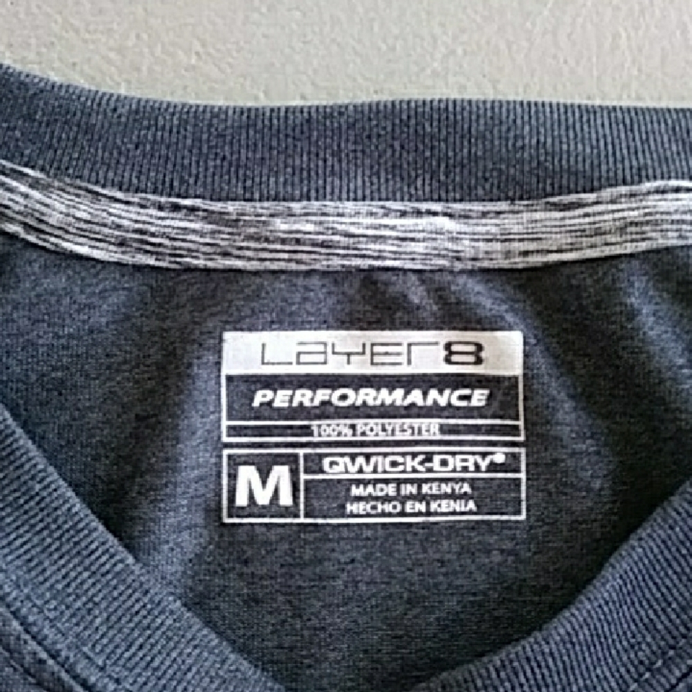Layer 8 Men's Charcoal Long Sleeve Performace Top Medium - Picture 4 of 6